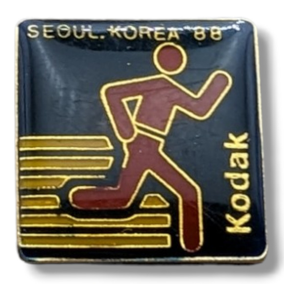 Kodak Film Advertising 1988 Seoul Korea Olympics Running Hat Lapel Pin - Picture 4 of 4